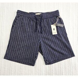 Hudson & Barrow Navy Blue Textured Shorts Men's Large 8" Inseam Drawstring NWT